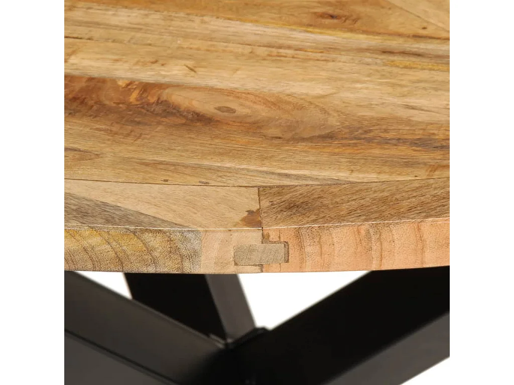 Tavolo da Pranzo Ø110x75 cm in Legno Grezzo Massello di Mango