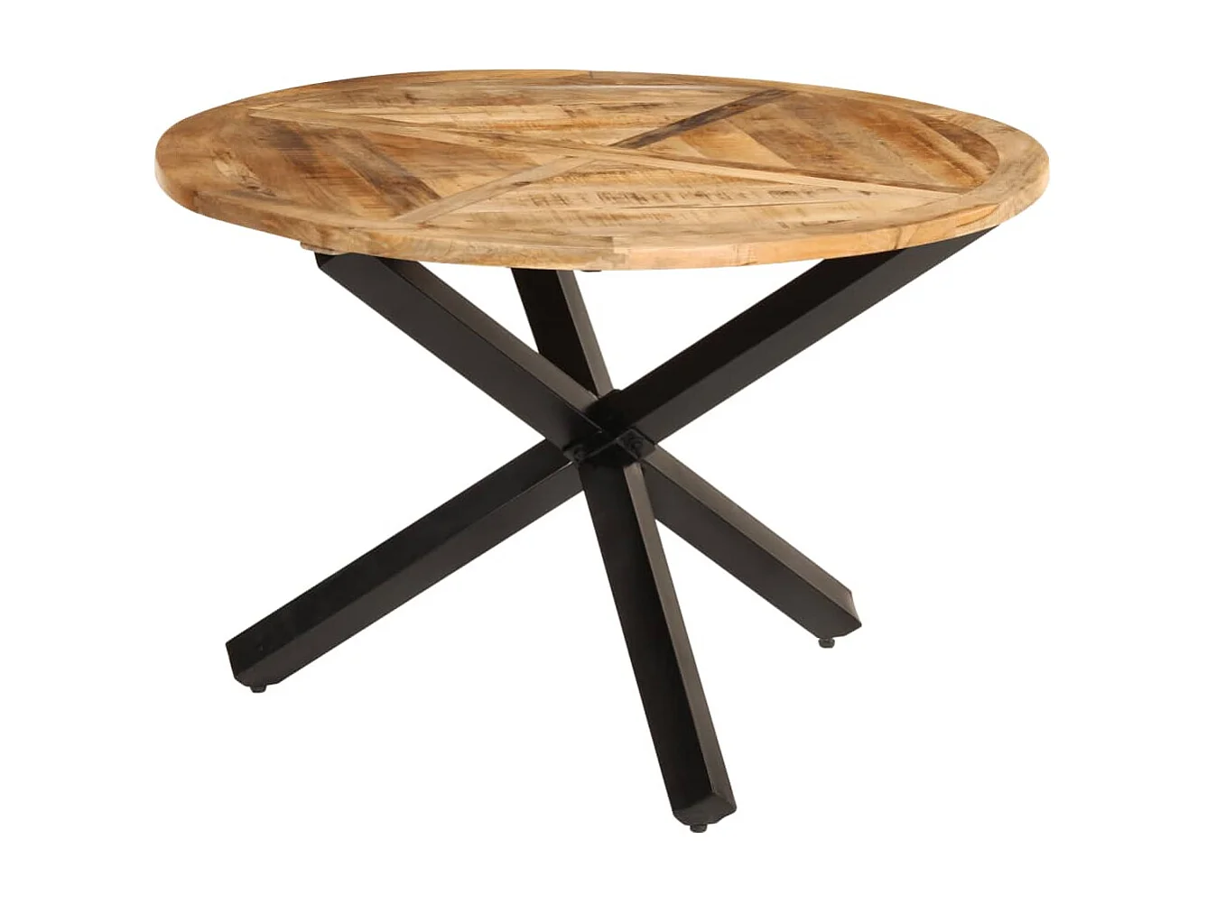 Tavolo da Pranzo Ø110x75 cm in Legno Grezzo Massello di Mango