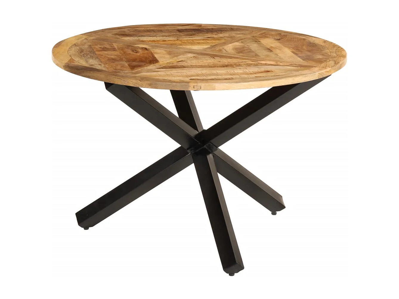 Tavolo da Pranzo Ø110x75 cm in Legno Grezzo Massello di Mango