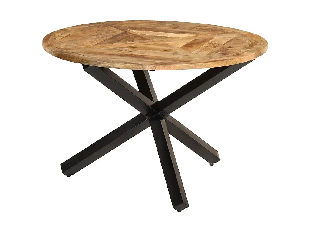 Tavolo da Pranzo Ø110x75 cm in Legno Grezzo Massello di Mango