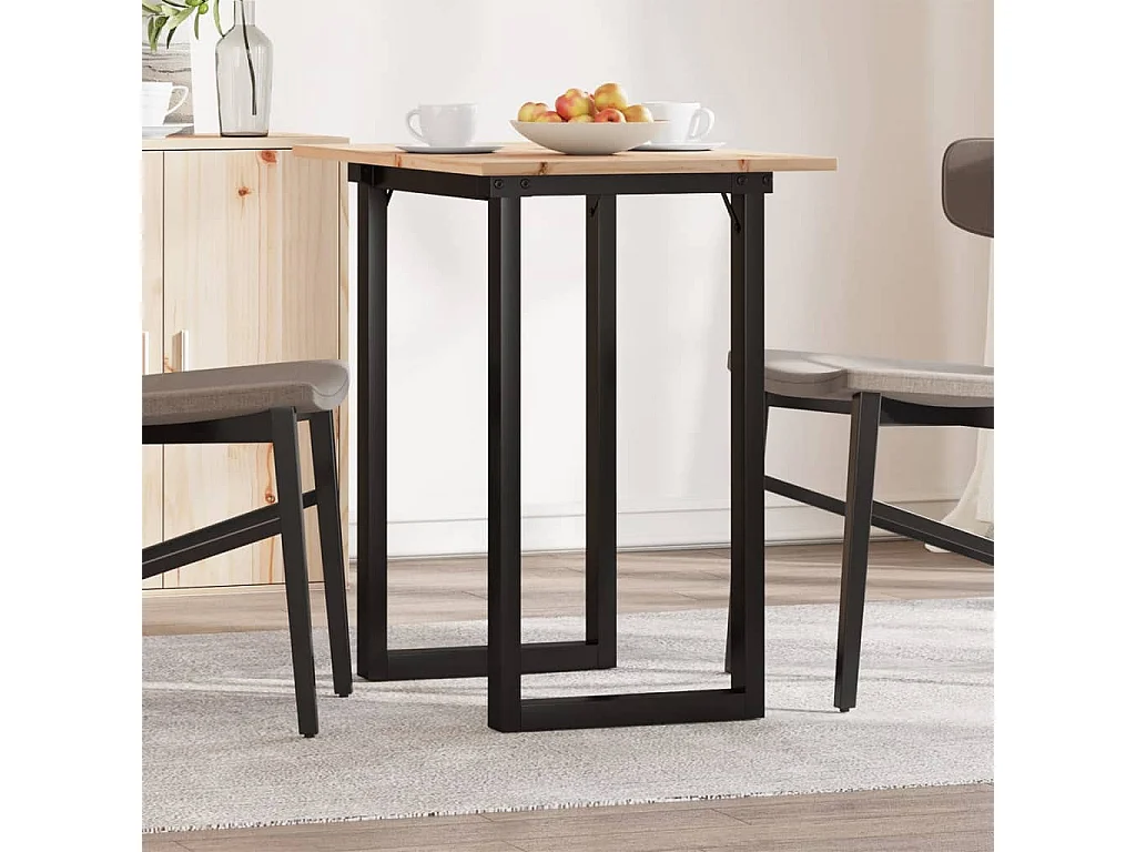 Tavolo da Pranzo Telaio a O 80x50x75 cm Legno Pino e Acciaio