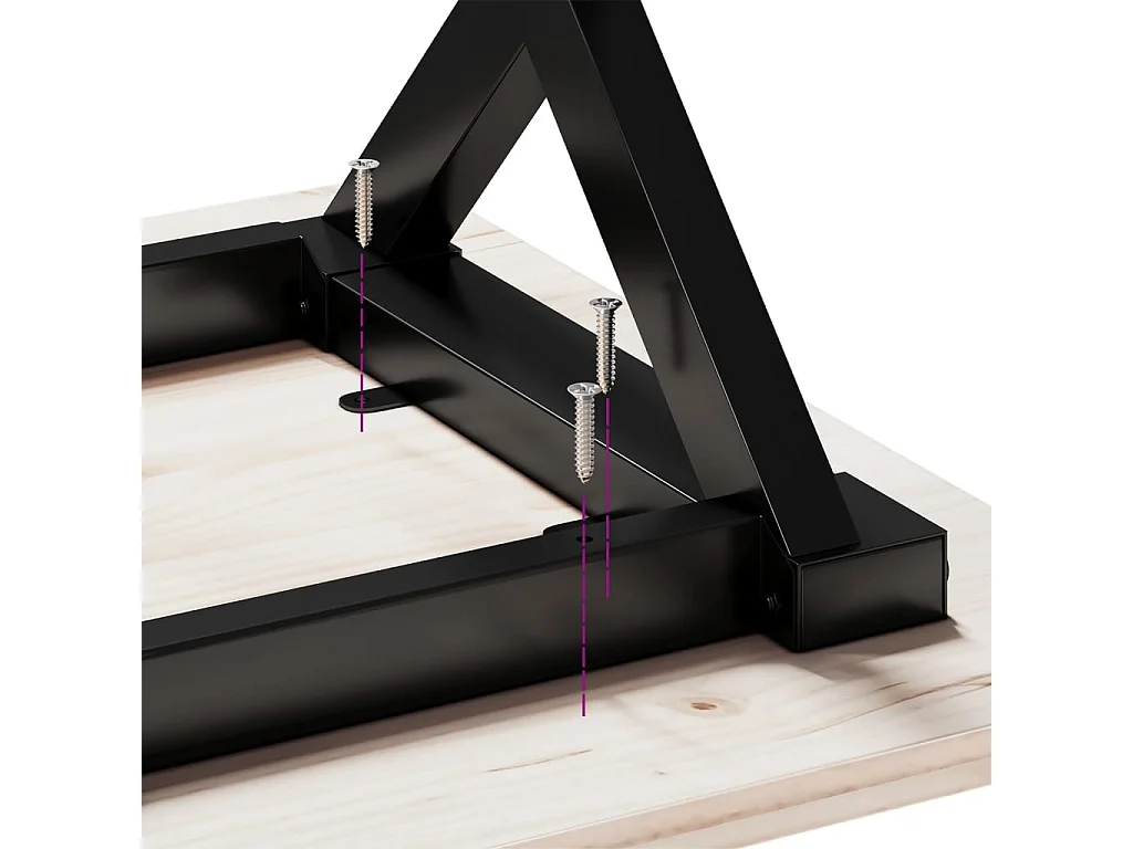 Mesa de comedor marco X madera maciza pino y acero 160x80x75cm