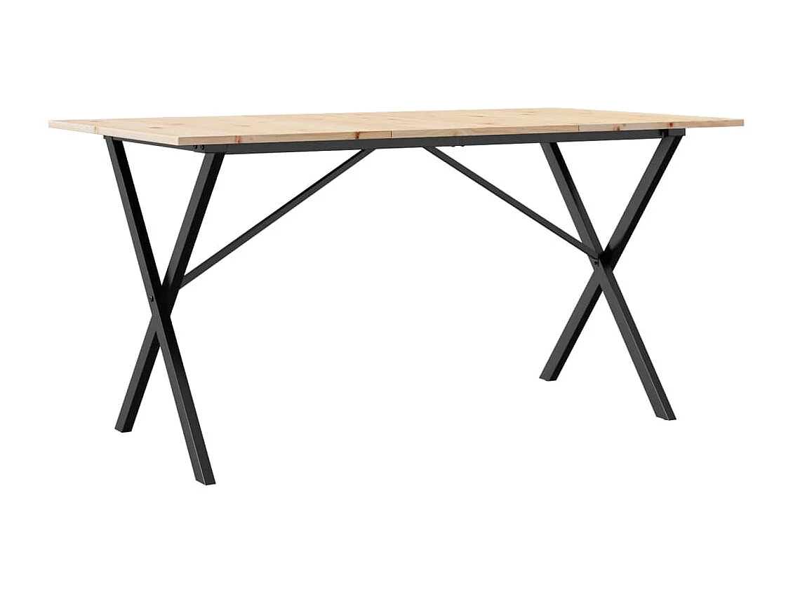 Table à manger cadre en X 160x80x75 cm bois de pin massif acier