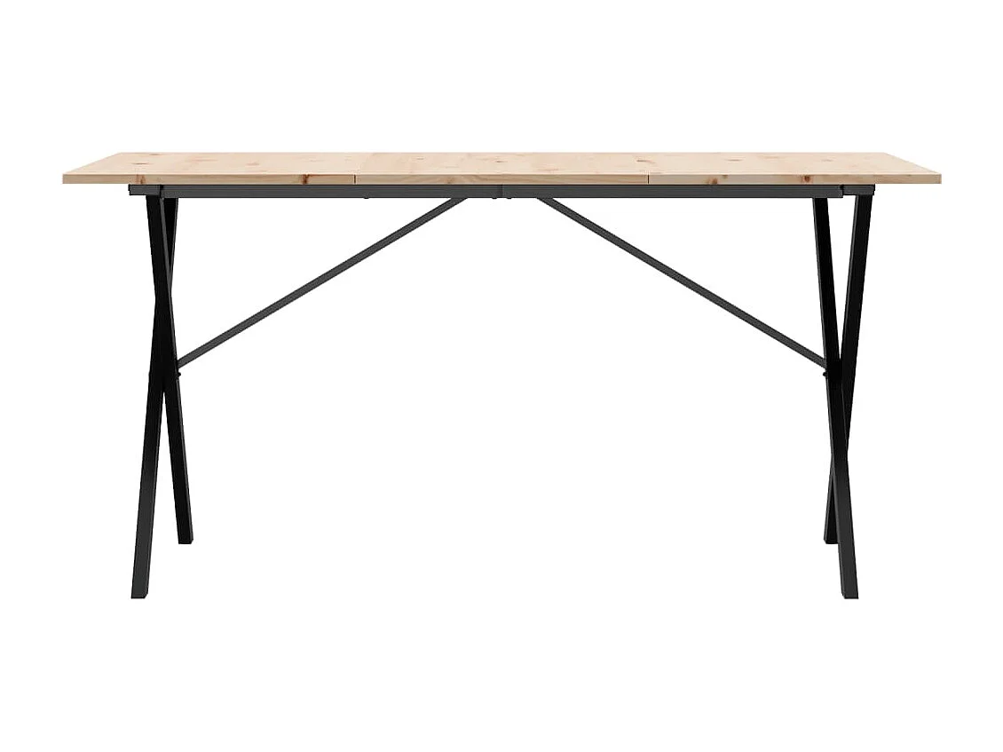 Table à manger cadre en X 160x80x75 cm bois de pin massif acier
