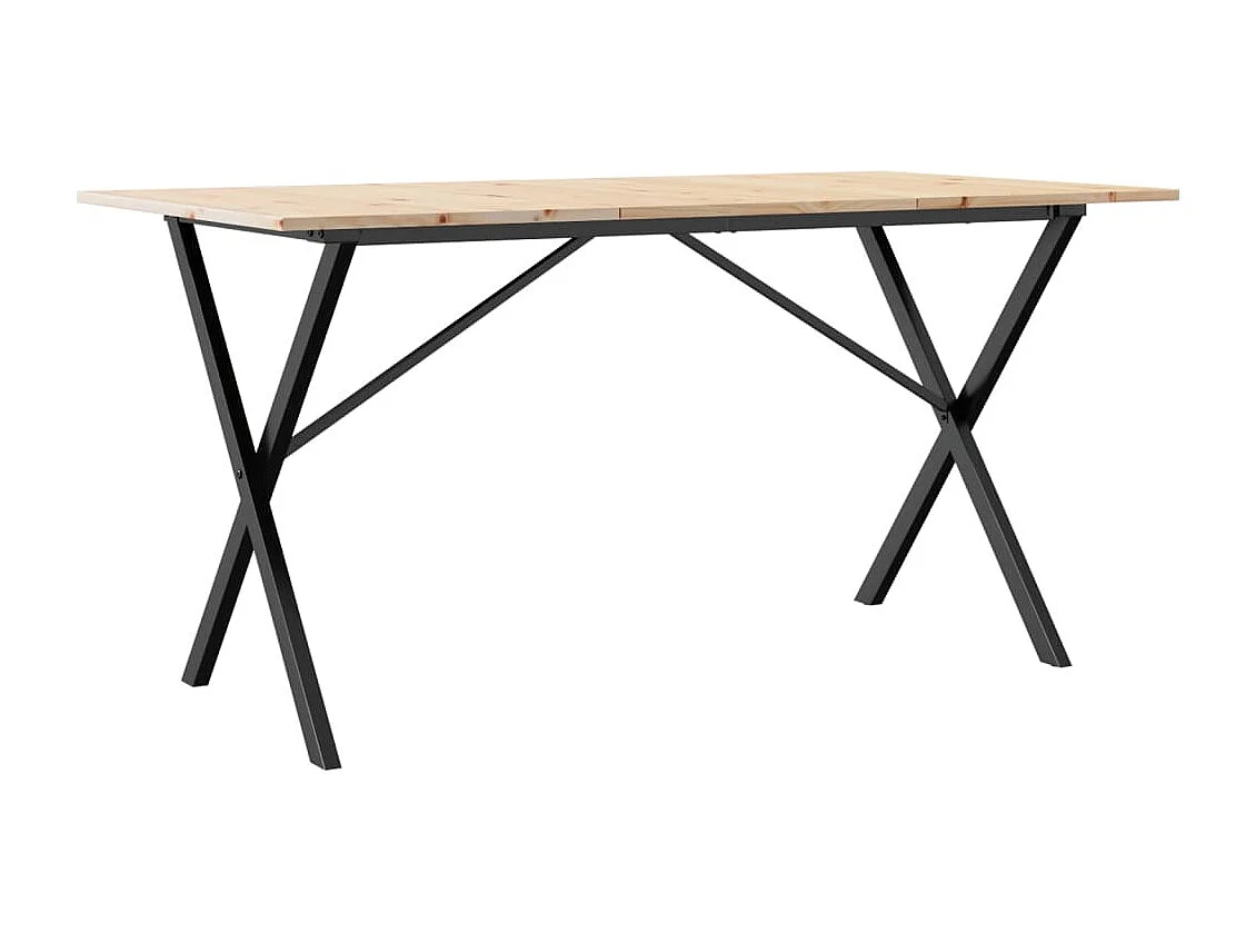 Table à manger cadre en X 160x80x75 cm bois de pin massif acier
