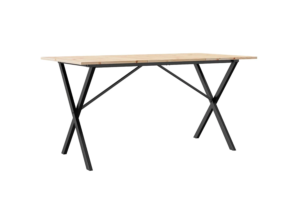 Tavolo da Pranzo Telaio a X 160x80x75 cm Legno Pino e Acciaio