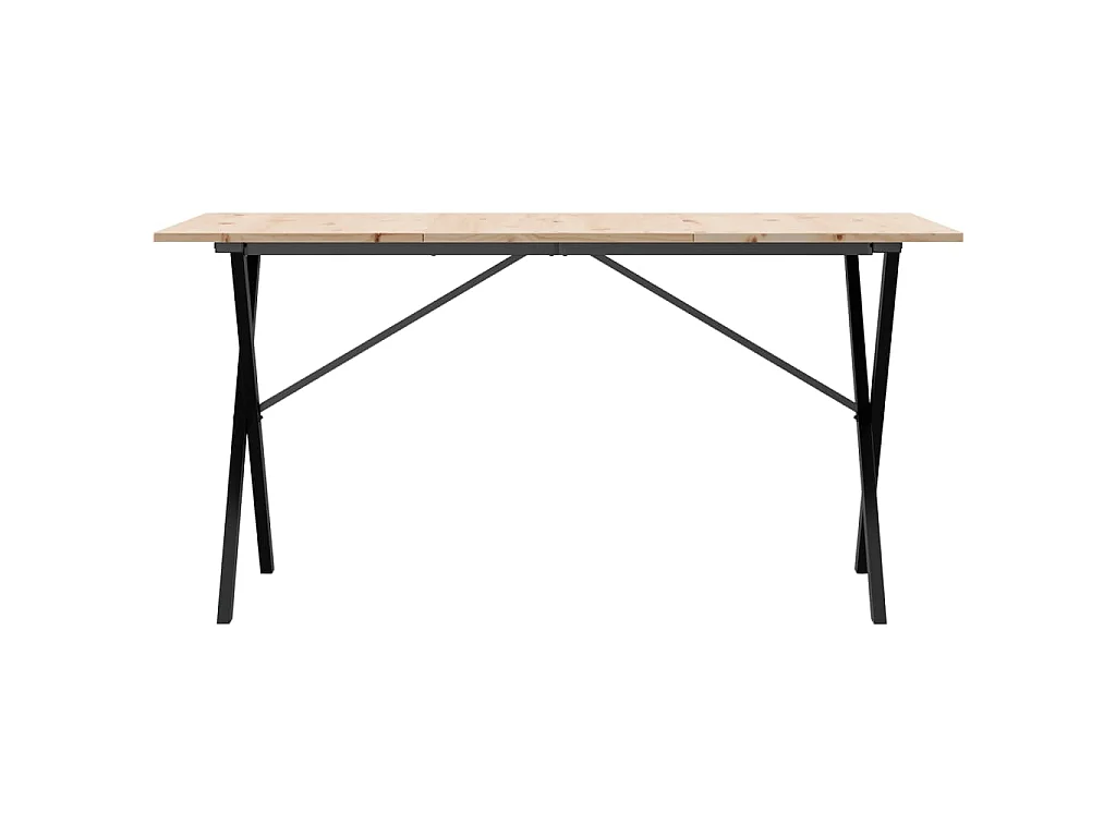Table à manger cadre en X 160x80x75 cm bois de pin massif acier