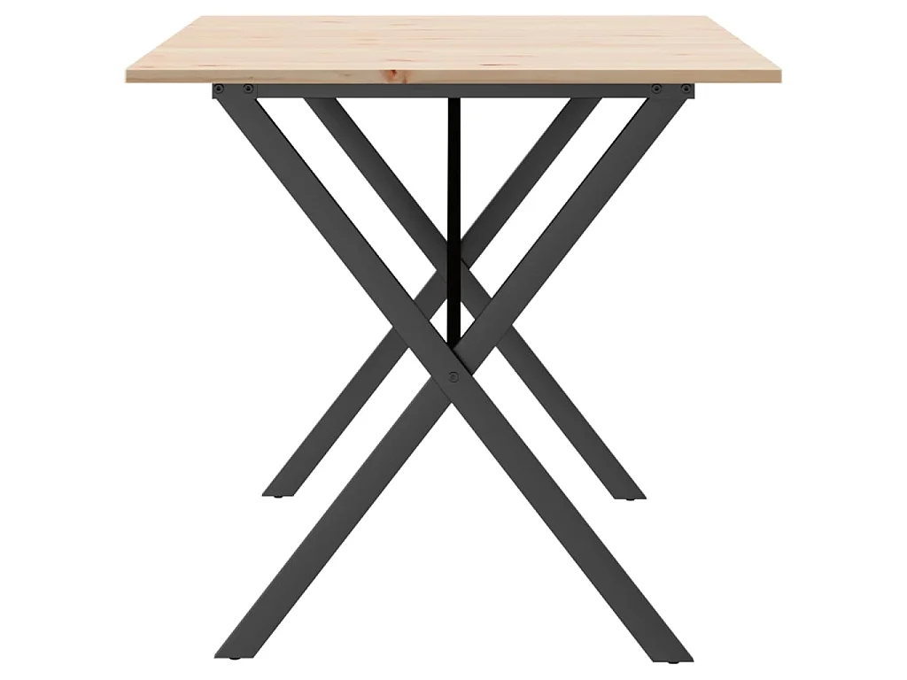 Table à manger cadre en X 160x80x75 cm bois de pin massif acier