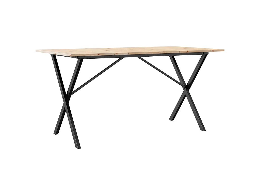 Table à manger cadre en X 160x80x75 cm bois de pin massif acier