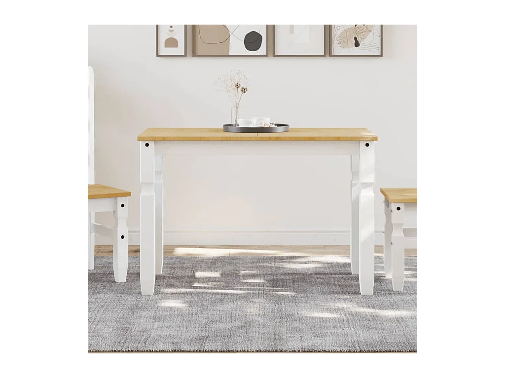 Table à manger Corona blanc 112x60x75 cm bois massif de pin
