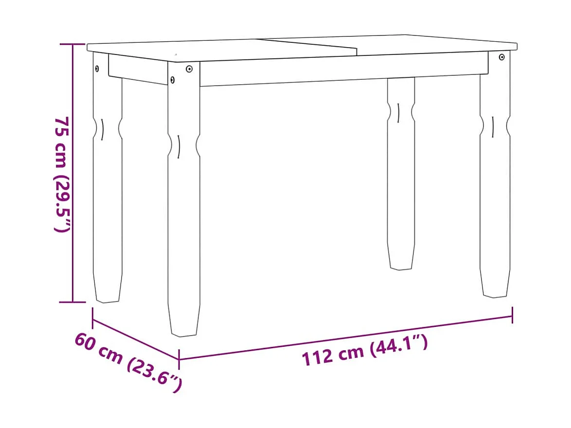 Esstisch Corona Weiß 112x60x75 cm Massivholz Kiefer