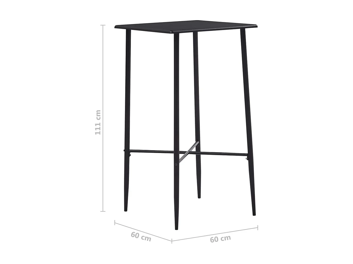 Bartisch Schwarz 60 x 60 x 111 cm MDF