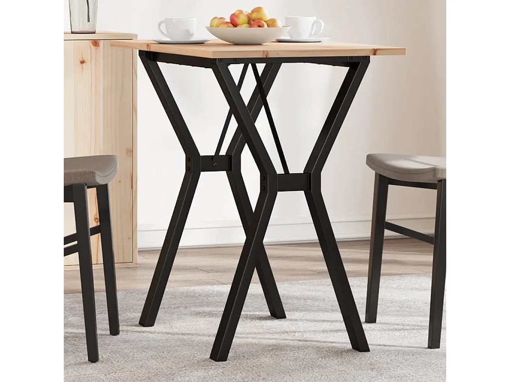 Table à manger cadre en Y 80x50x75 cm bois de pin massif acier