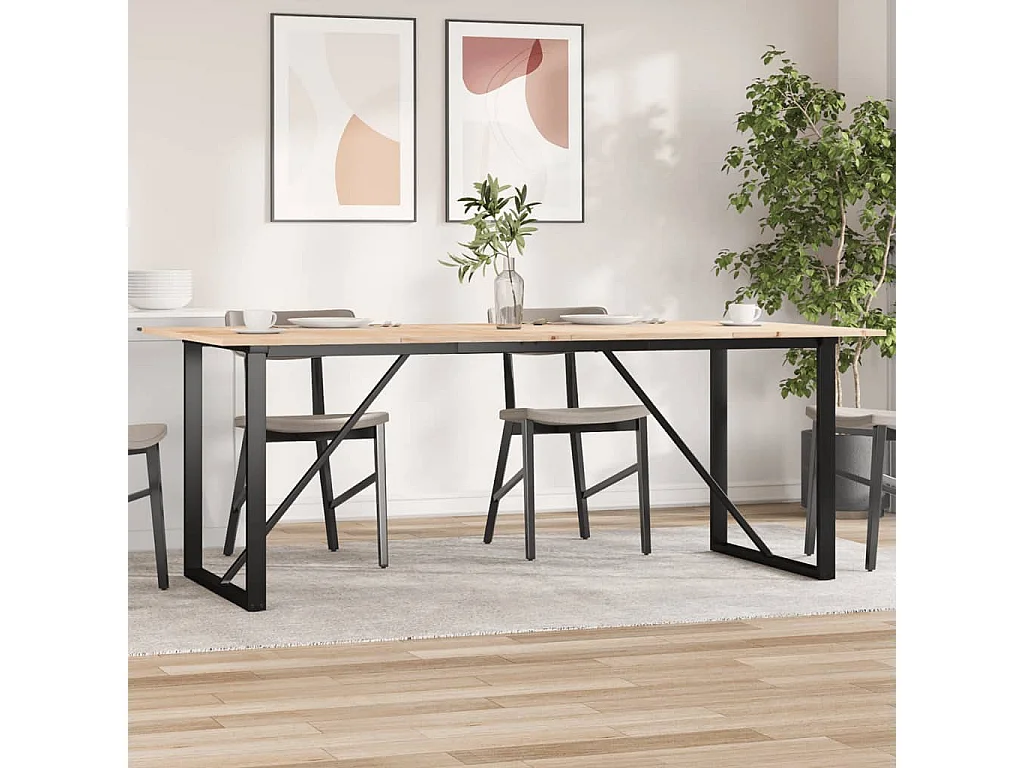 Table à manger cadre en O 200x100x75cm bois de pin massif acier