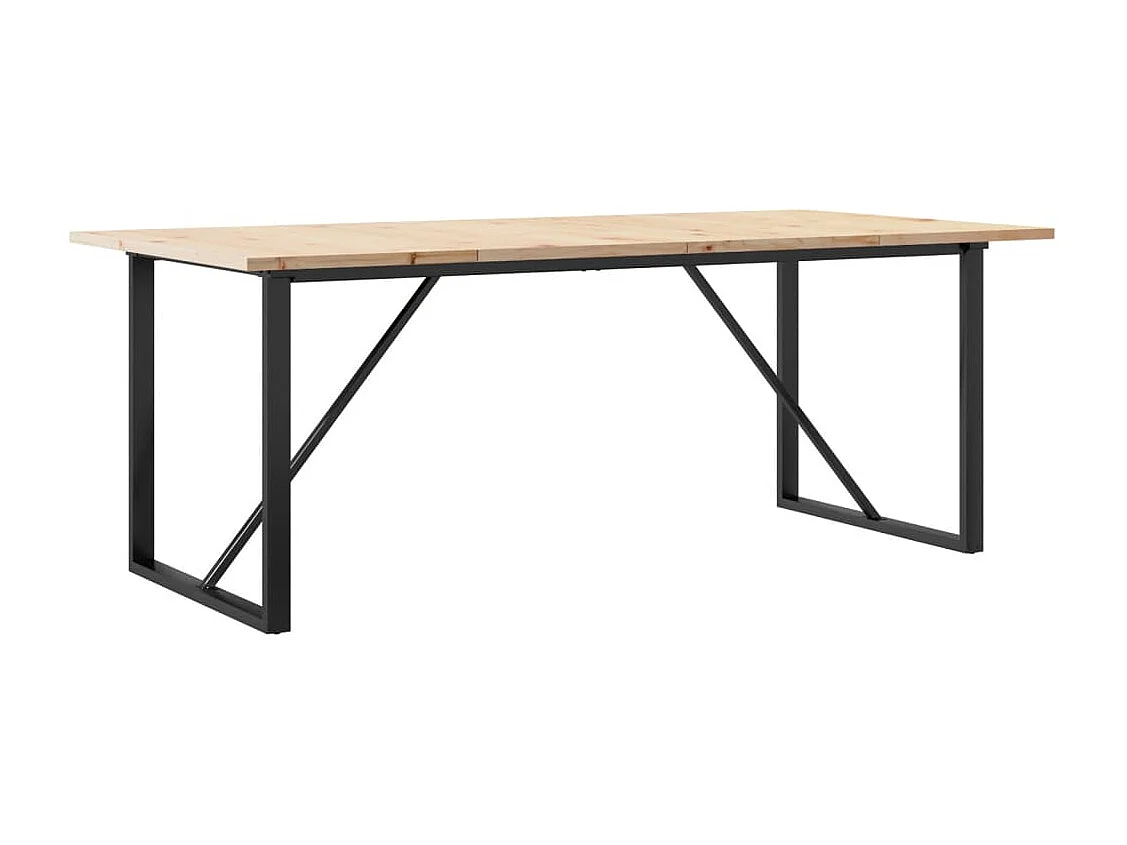 Table à manger cadre en O 200x100x75,5 cm bois pin massif acier