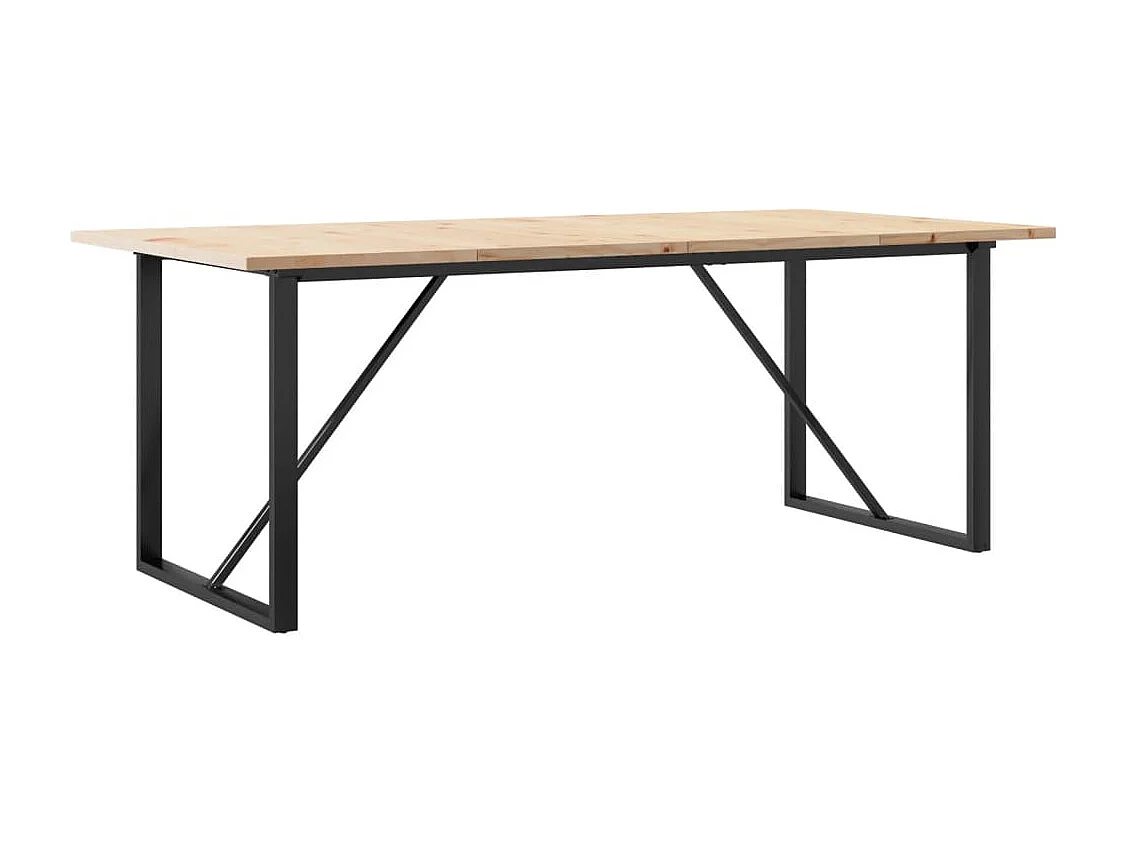 Table à manger cadre en O 200x100x75,5 cm bois pin massif acier