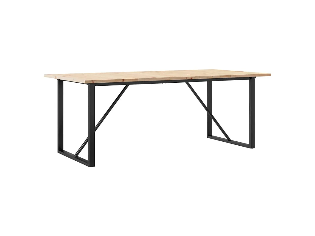 Tavolo Pranzo Telaio a O 200x100x75,5 cm Legno Pino e Acciaio