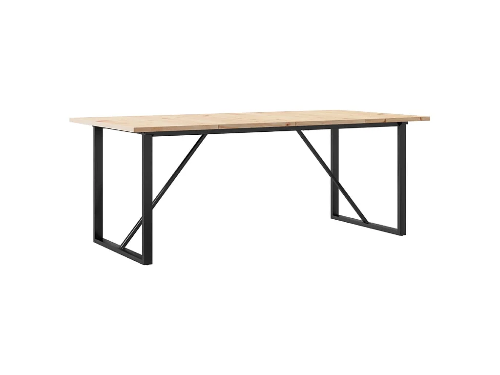 Tavolo Pranzo Telaio a O 200x100x75,5 cm Legno Pino e Acciaio