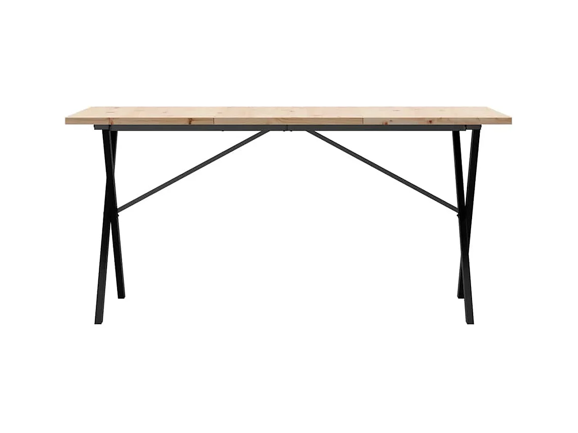 Table à manger cadre en X 140x80x75,5 cm bois pin massif acier