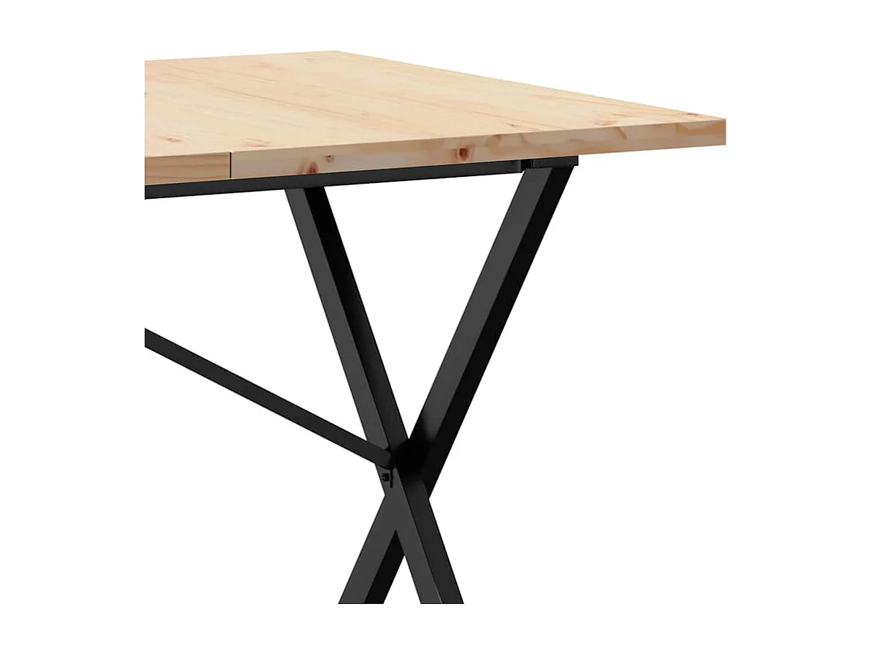 Table à manger cadre en X 140x80x75,5 cm bois pin massif acier