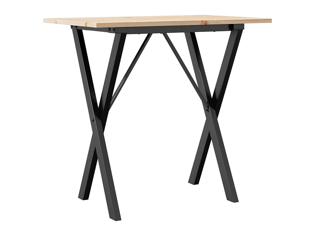 Table à manger cadre en X 80x50x75 cm bois de pin massif acier