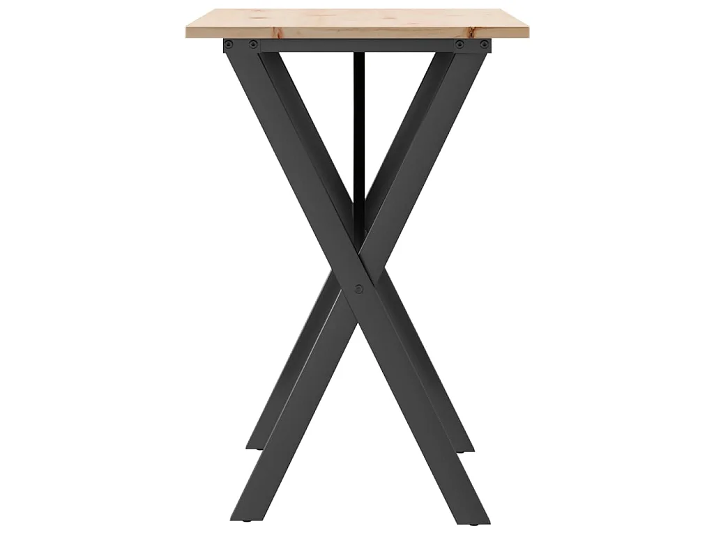 Table à manger cadre en X 80x50x75 cm bois de pin massif acier