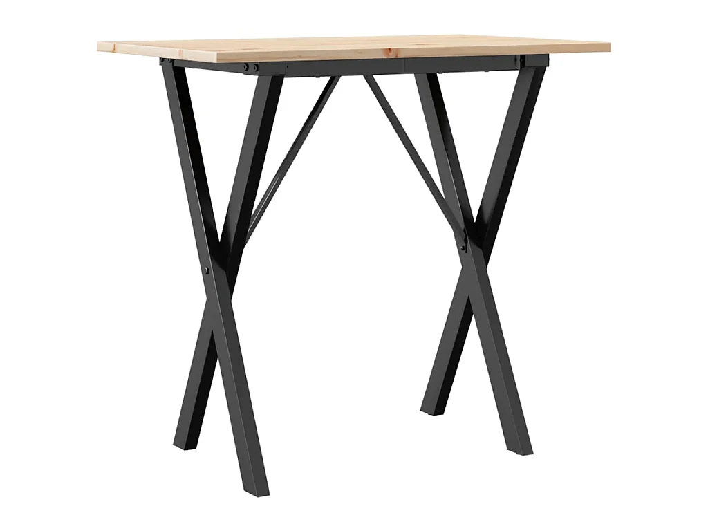 Table à manger cadre en X 80x50x75 cm bois de pin massif acier