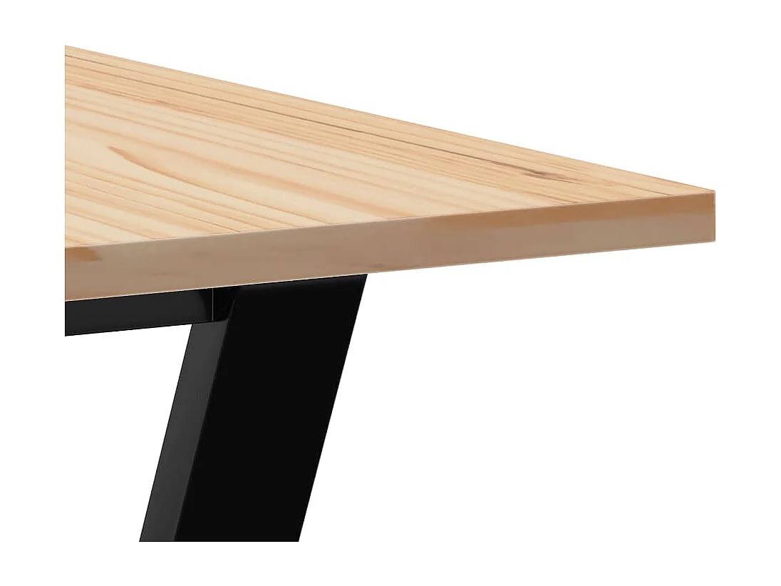 Table à manger cadre en Y 70x70x75 cm bois de pin massif acier
