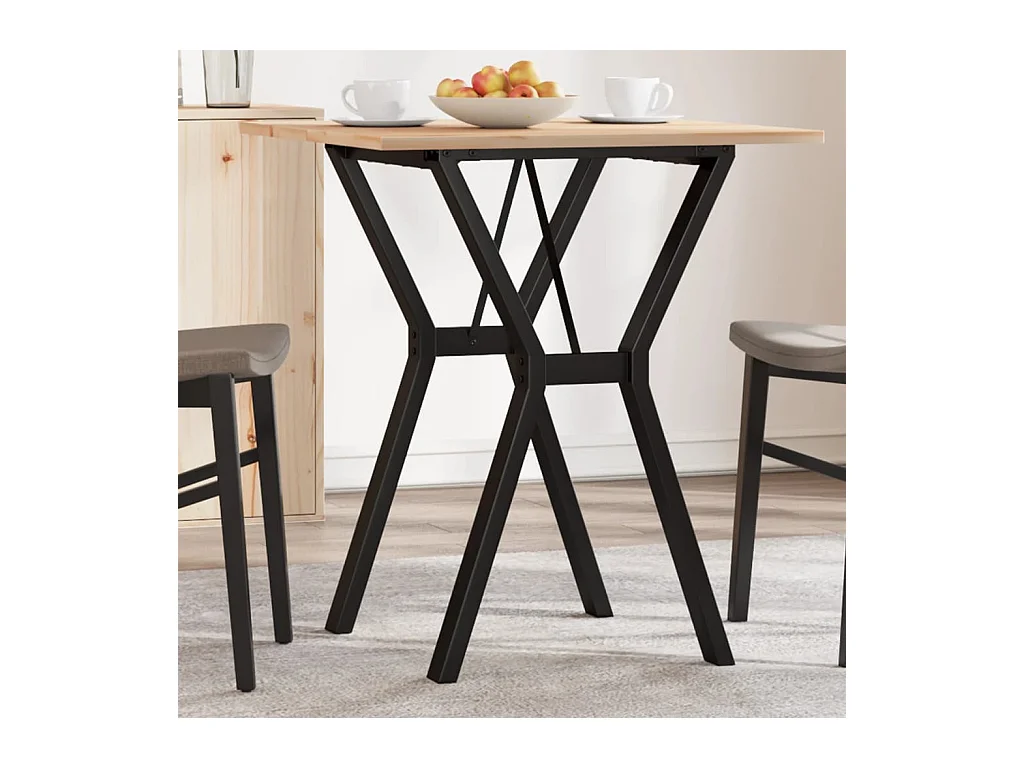 Table à manger cadre en Y 70x70x75 cm bois de pin massif acier