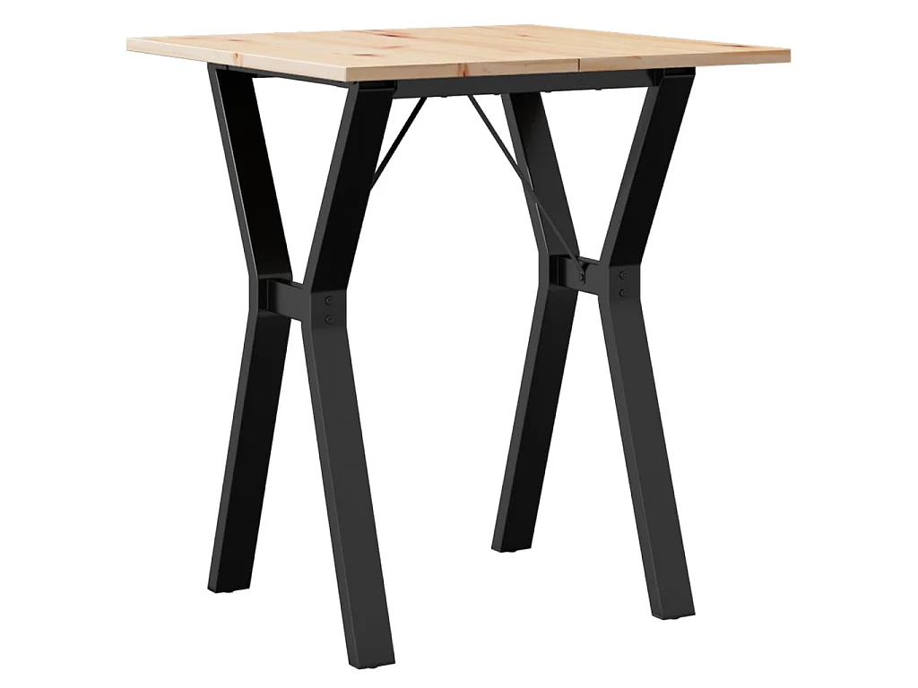 Tavolo da Pranzo Telaio a Y 70x70x75 cm Legno Pino e Acciaio