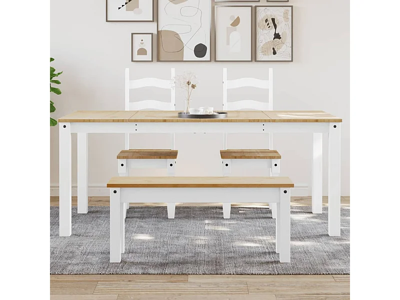 Table à manger Panama blanc 180x90x75 cm bois massif de pin