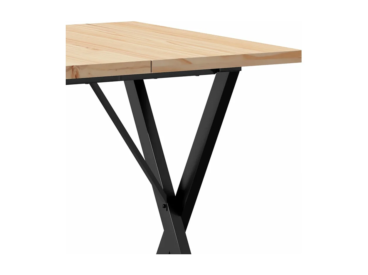 Mesa de comedor marco X madera maciza pino y acero 70x70x75,5cm