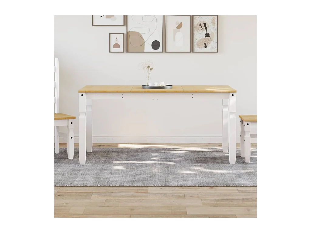 Table à manger Corona blanc 160x80x75 cm bois massif de pin