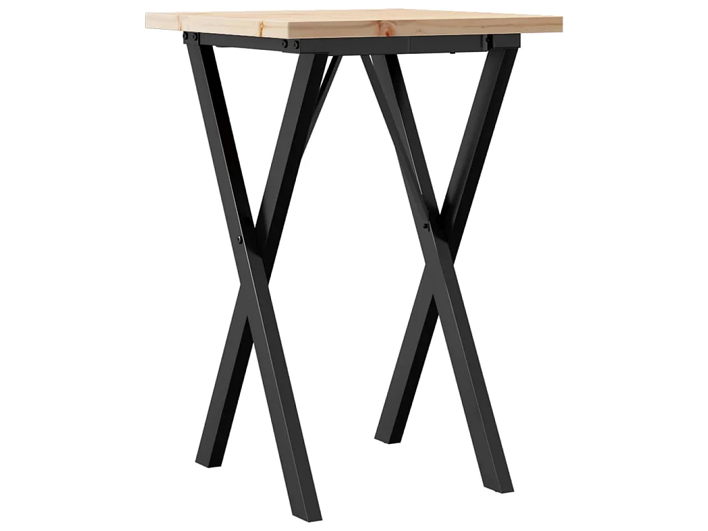 Table à manger cadre en X 50x50x75,5cm bois de pin massif acier