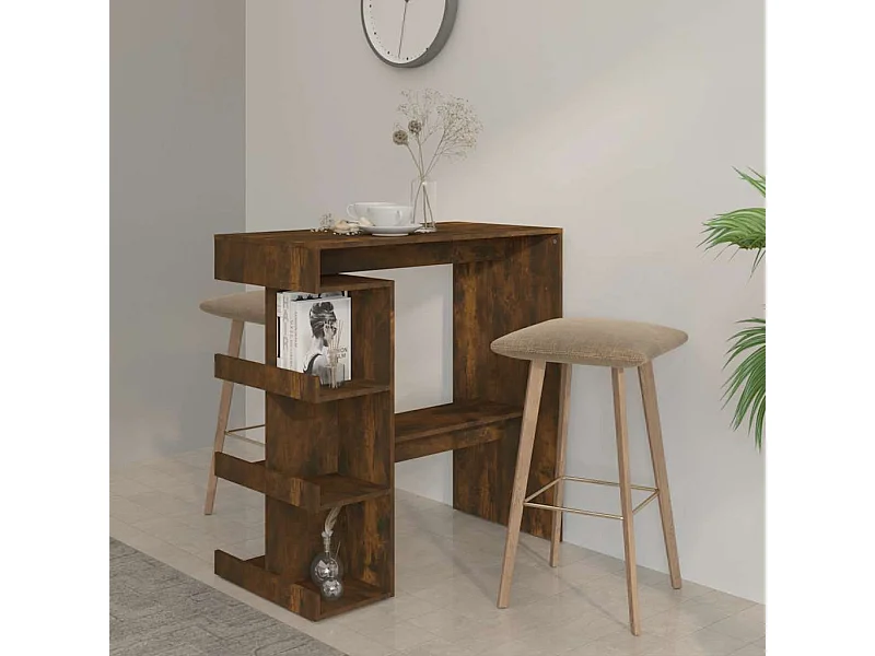 Bartisch mit Regal Räuchereiche 100x50x101,5 cm Holzwerkstoff