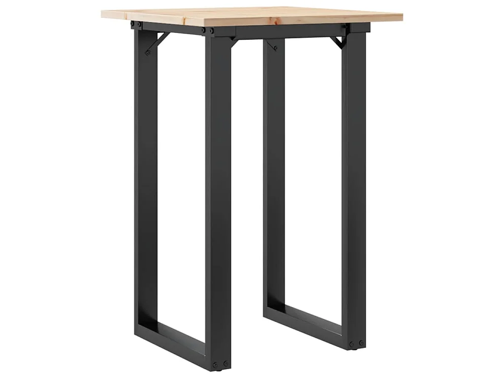 Table à manger cadre en O 50x50x75 cm bois de pin massif acier