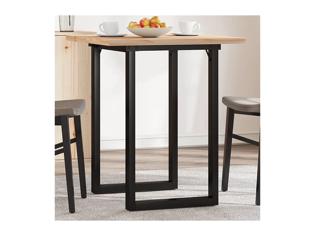 Table à manger cadre en O 70x70x75,5cm bois de pin massif acier