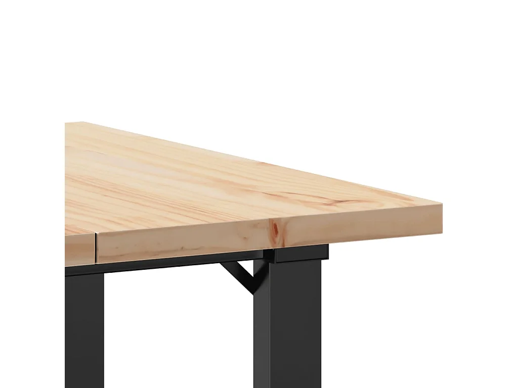 Table à manger cadre en O 70x70x75,5cm bois de pin massif acier