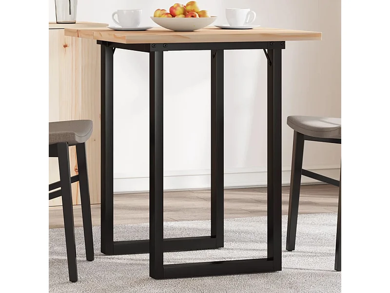 Table à manger cadre en O 70x70x75,5cm bois de pin massif acier