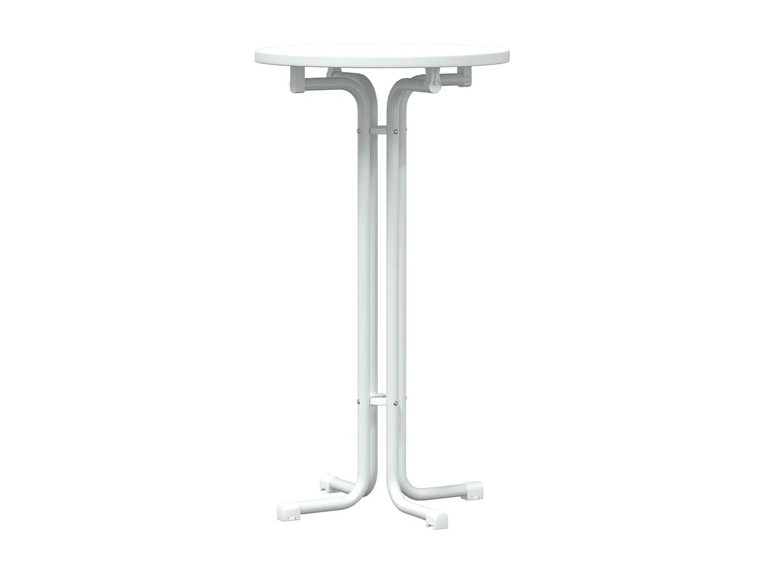 Table de bar blanc Ø60x110 cm bois d'ingénierie et acier