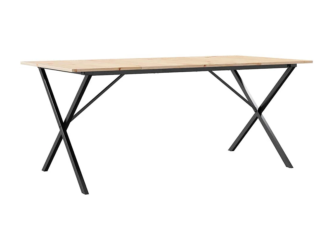 Esstisch X-Gestell 180x90x75 cm Massivholz Kiefer und Stahl