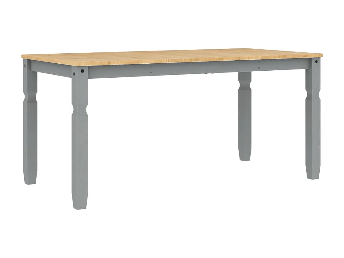 Mesa de comedor Corona madera maciza de pino gris 160x80x75 cm