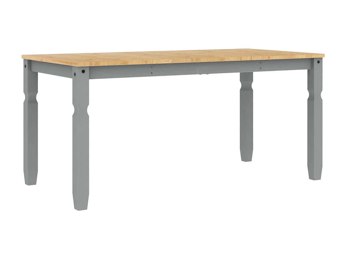 Mesa de comedor Corona madera maciza de pino gris 160x80x75 cm