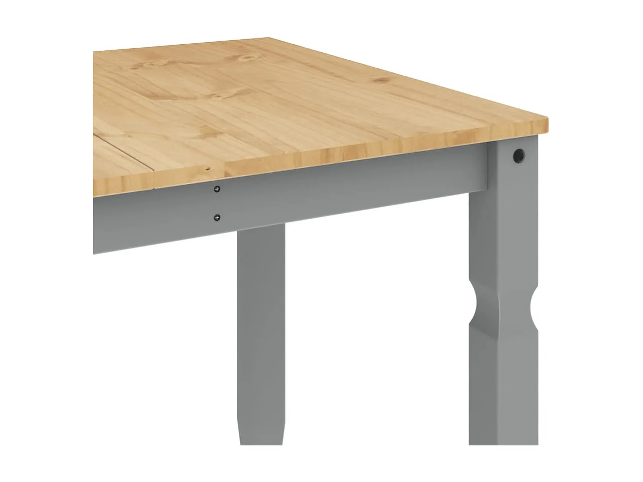 Mesa de comedor Corona madera maciza de pino gris 160x80x75 cm