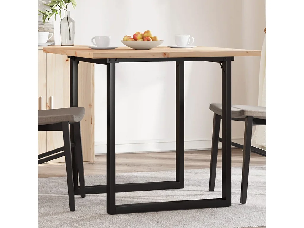 Table à manger cadre en O 90x90x75,5cm bois de pin massif acier