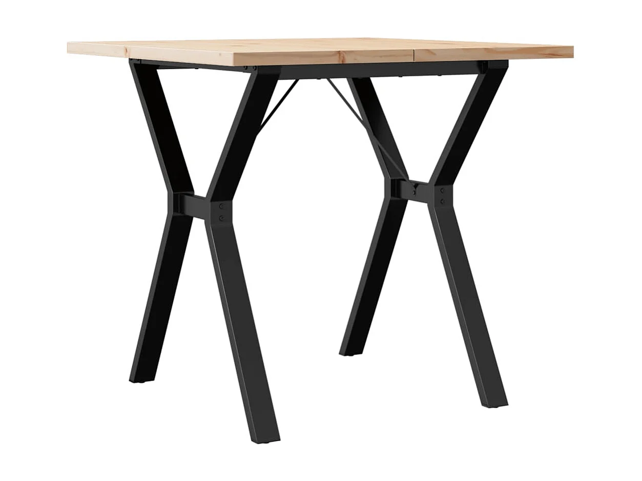 Table à manger cadre en Y 80x80x75,5cm bois de pin massif acier