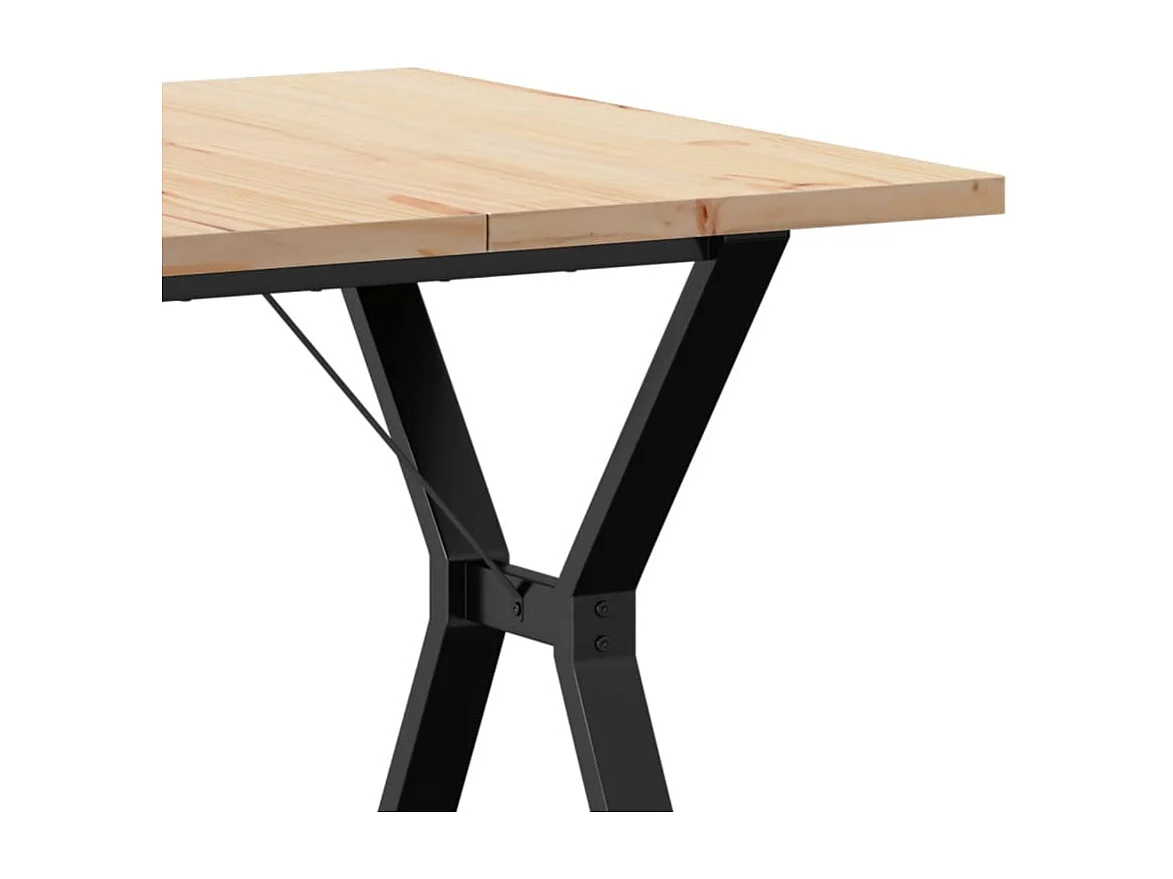 Table à manger cadre en Y 80x80x75,5cm bois de pin massif acier