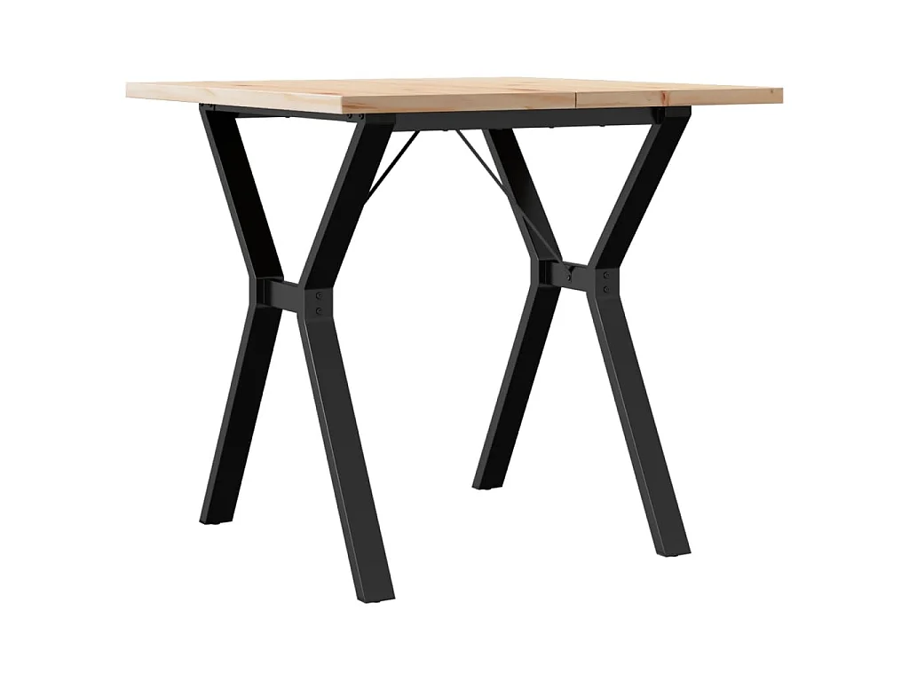 Table à manger cadre en Y 80x80x75,5cm bois de pin massif acier