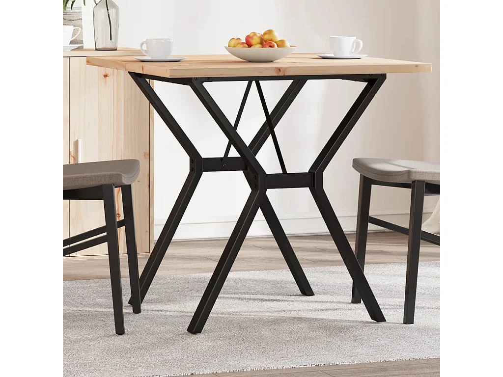 Table à manger cadre en Y 80x80x75,5cm bois de pin massif acier