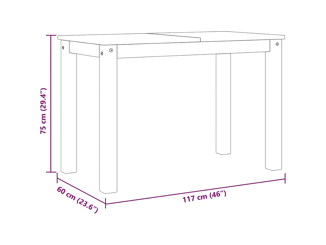 Table à manger Panama 117x60x75 cm bois massif de pin
